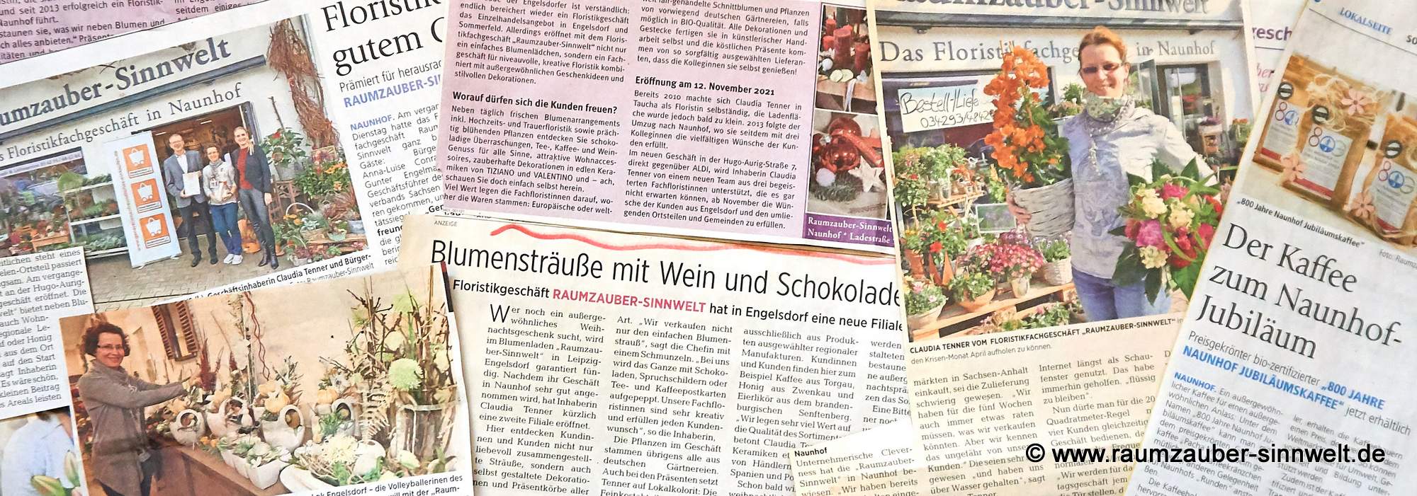 Raumzauber-Sinnwelt - das Floristikfachgeschäft in Zeitung und TV