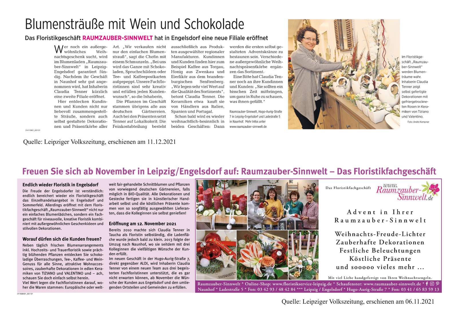 Zeitungsartikel über Raumzauber-Sinnwelt