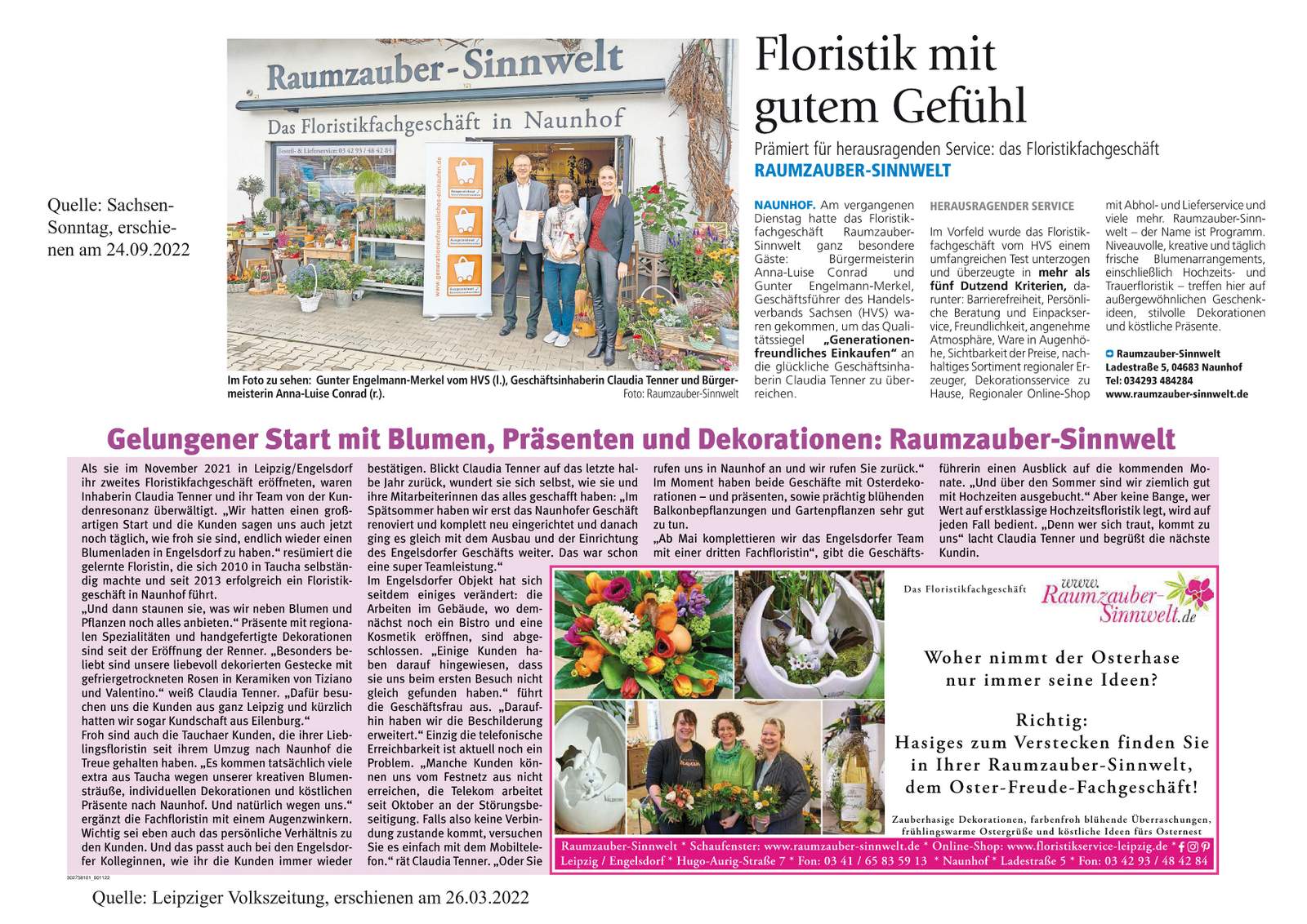 Zeitungsartikel über Raumzauber-Sinnwelt