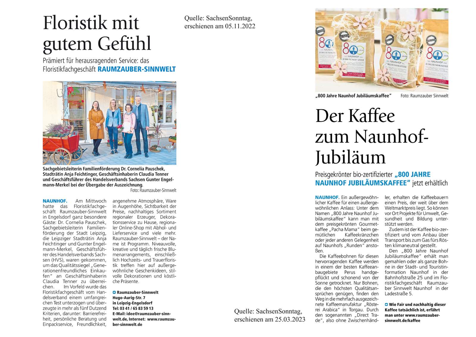 Zeitungsartikel über Raumzauber-Sinnwelt