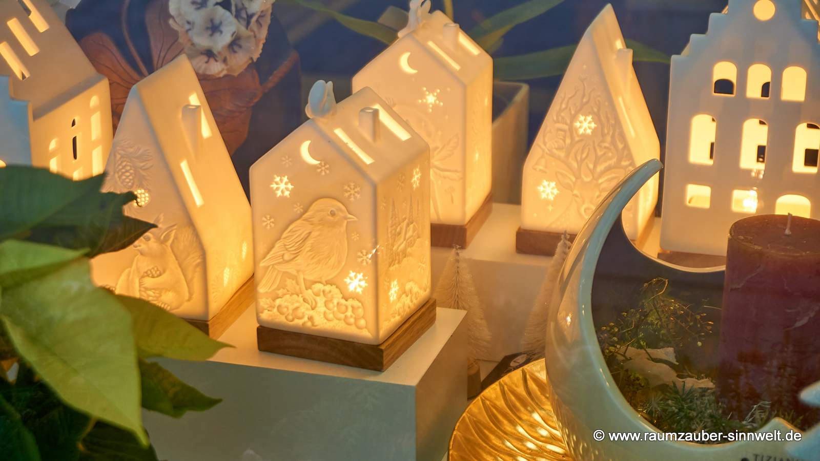 Teelichthalter Village Houses mit Wintermotiven